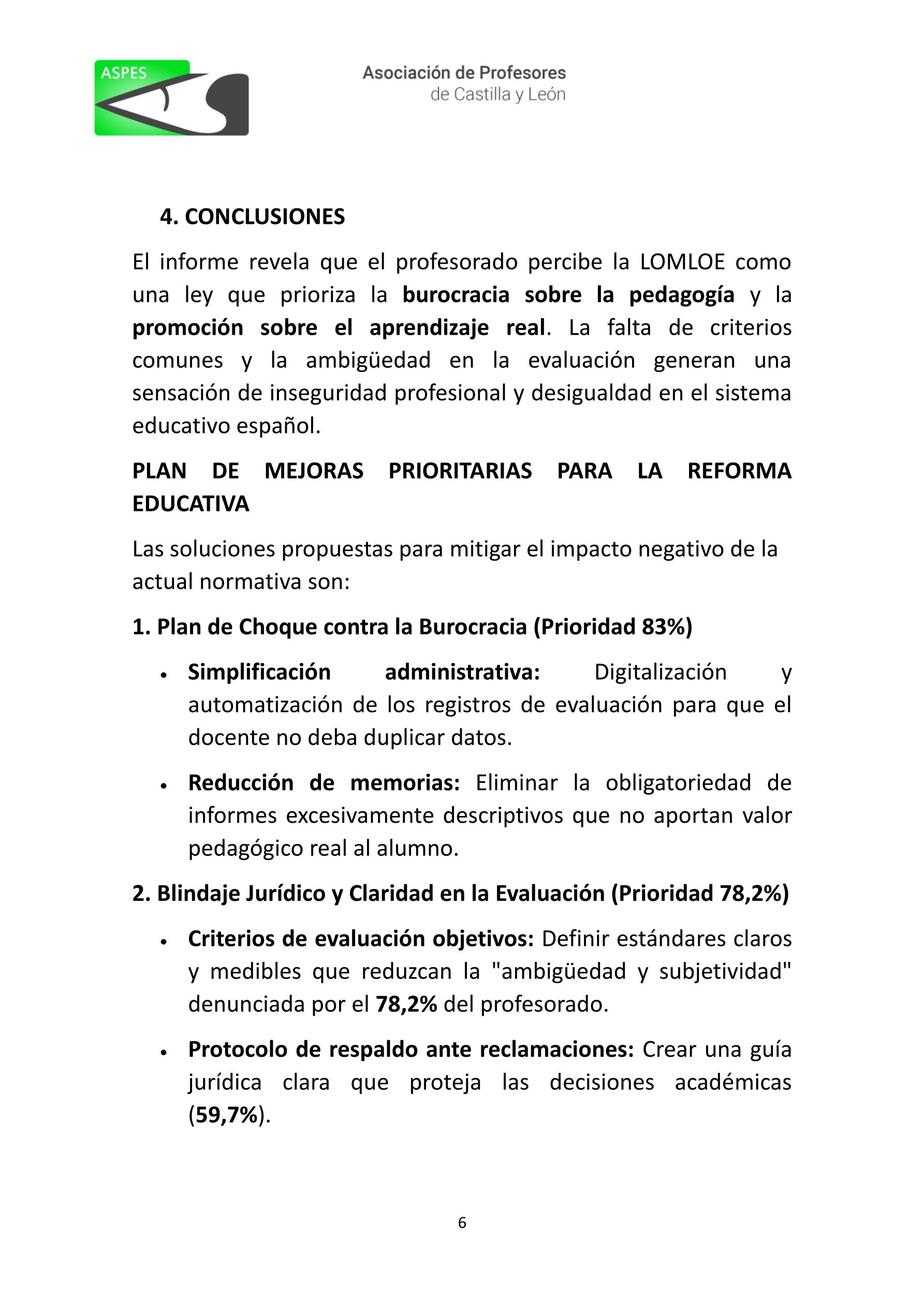 INFORME DE VALORACIÓN DOCENTE SOBRE LA IMPLANTACIÓN DE LA LOMLOE 1