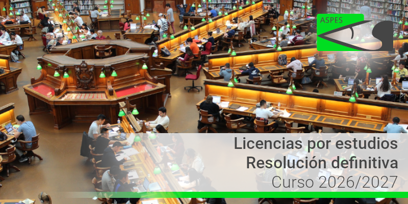 Resolución definitiva. Licencias por estudios. Curso 2026-2027