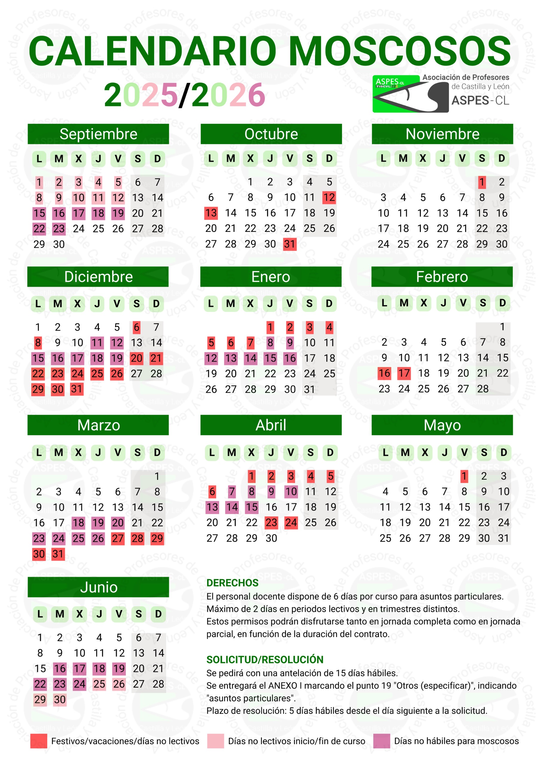 calendario moscosos aspescl 24 25