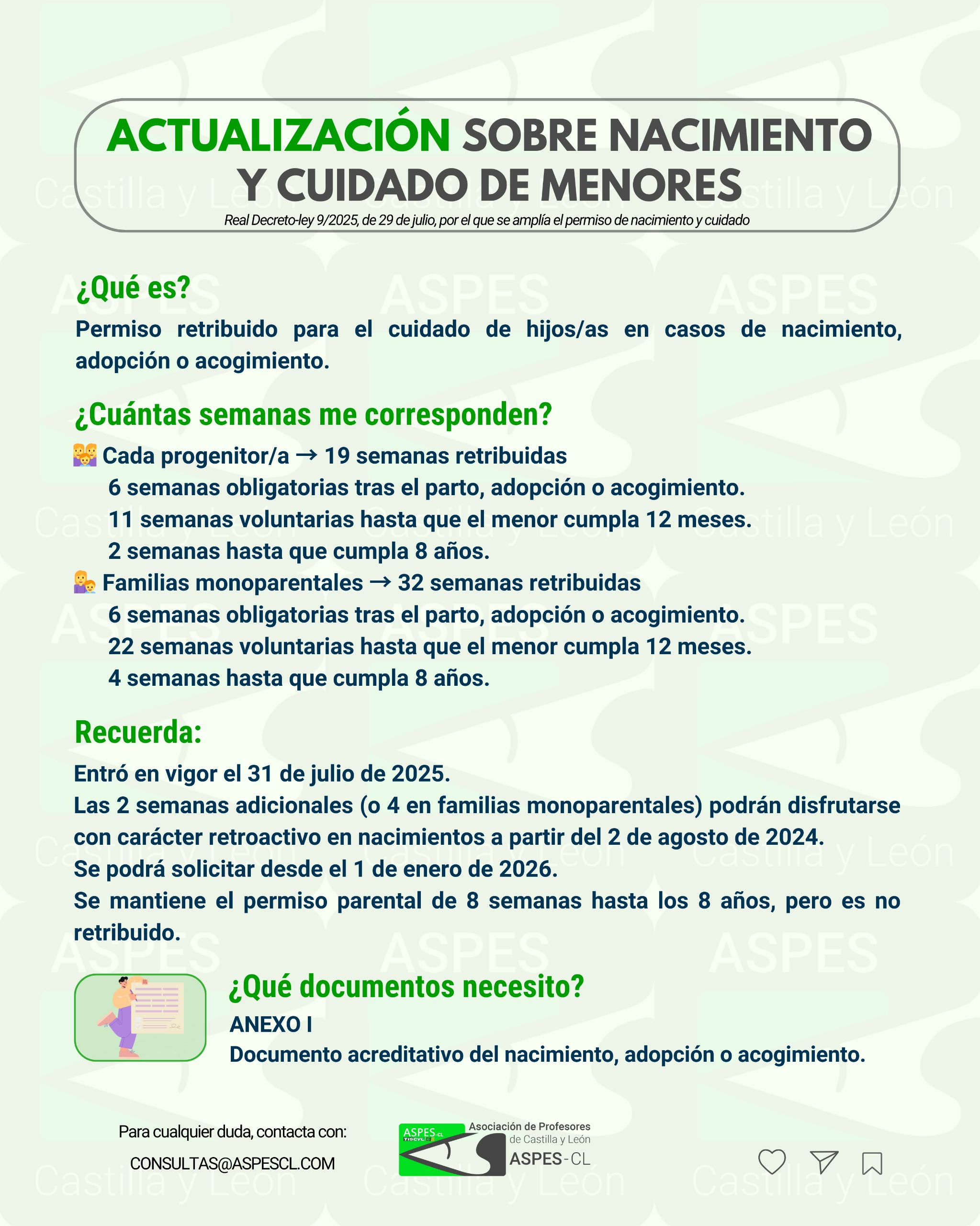 actualizacion nacimiento y cuidado de menores